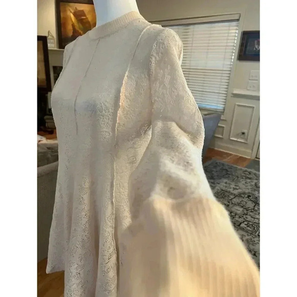 Free people coffee in the morning tunic shirt boho cream long sleeve size small - Picture 6 of 13